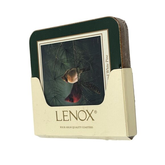 Lenox Four High Quality Coasters Set Cardinal Heat Resistant Durable Hardwood - Picture 7 of 7